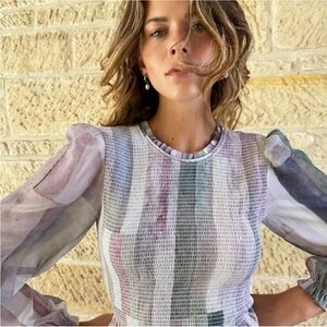 Aritzia Multicolor Sheer Blouse